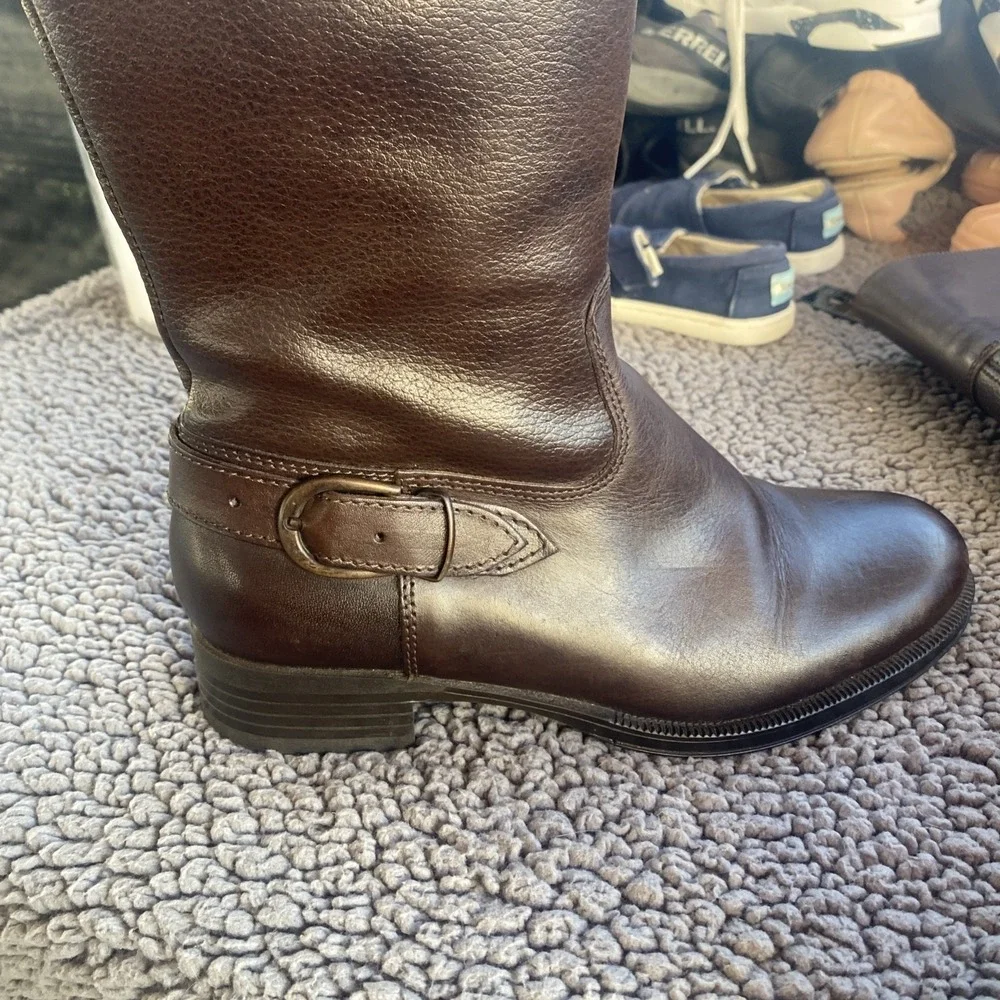 Brown Leather Zip Knee High Riding Boots Size 6 US ALDO